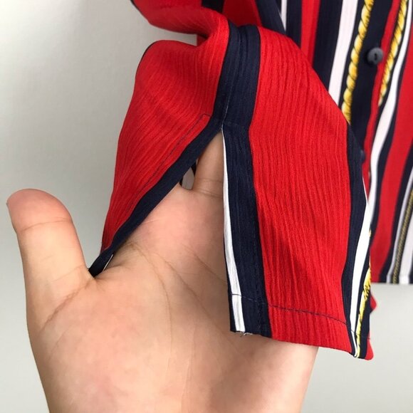 Vintage Alia Stripped Colourful Button Up Shirt Unisex Padded Shoulder Size 12 - Picture 10 of 12